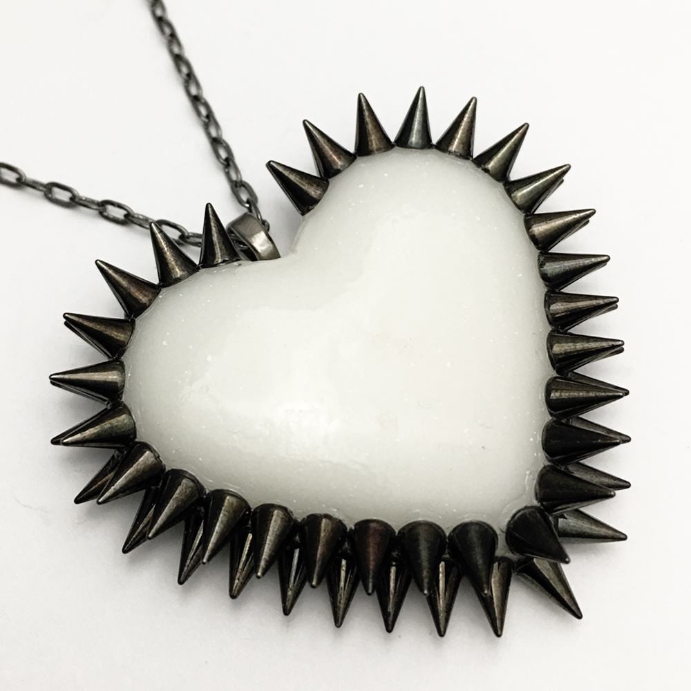 Double Edge Spiked Heart Necklace