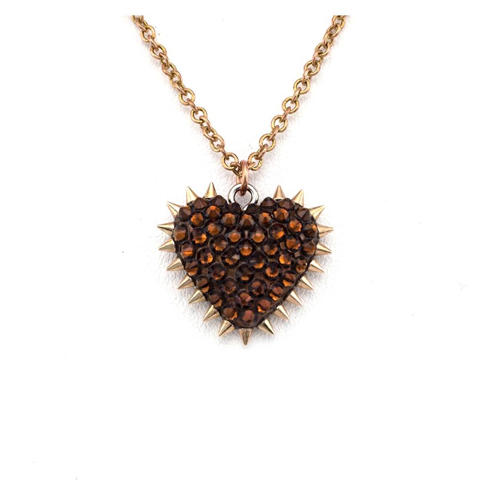 Micro Spiked & Pavéd Heart Necklace