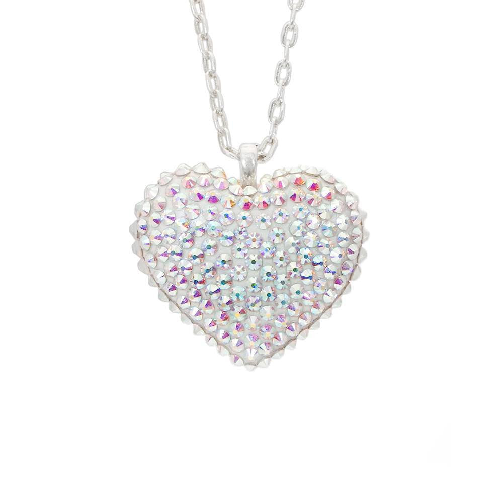 Mini Pavéd Heart Necklace in Aurora