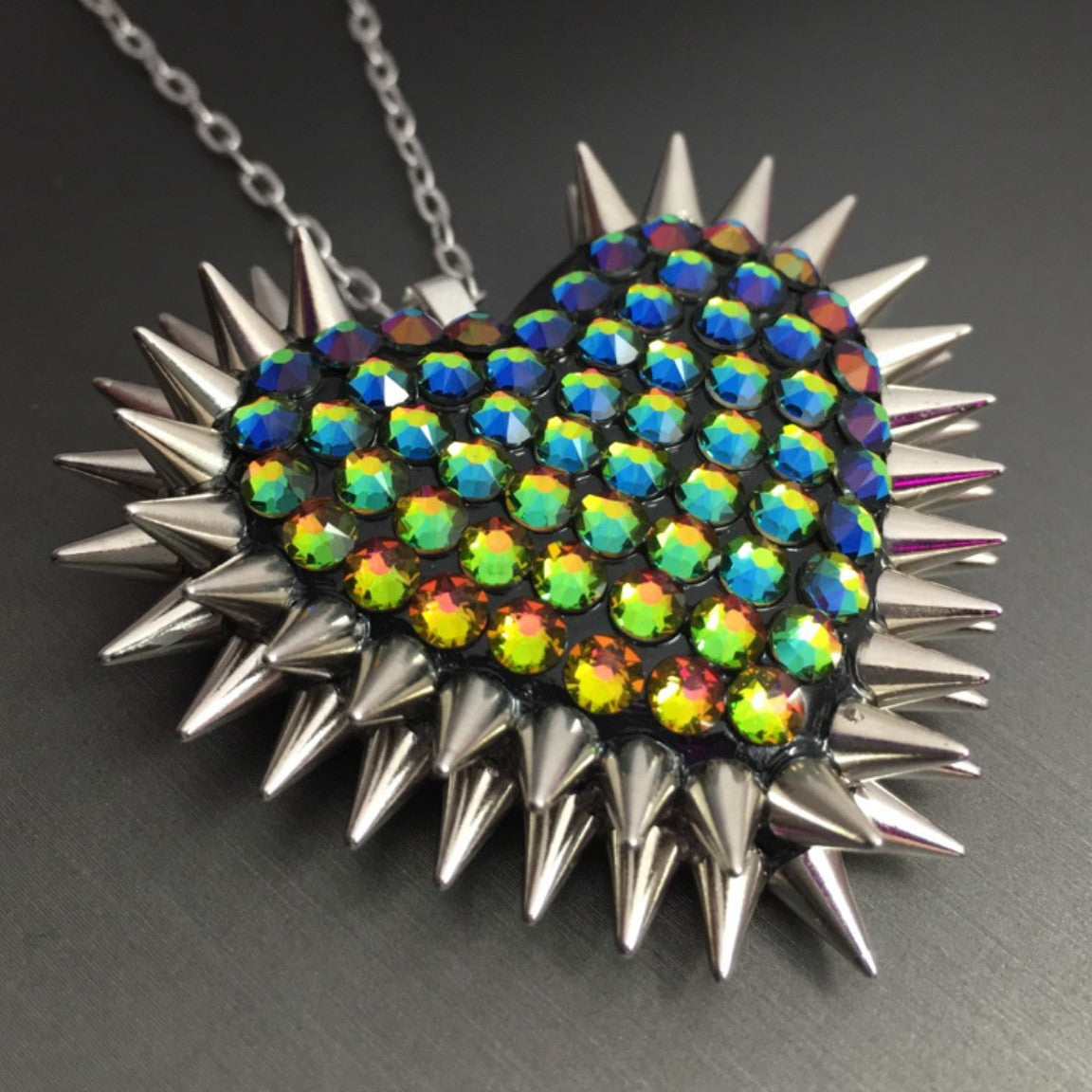 Classic Spiked & Paved Heart Necklace | Vitrail
