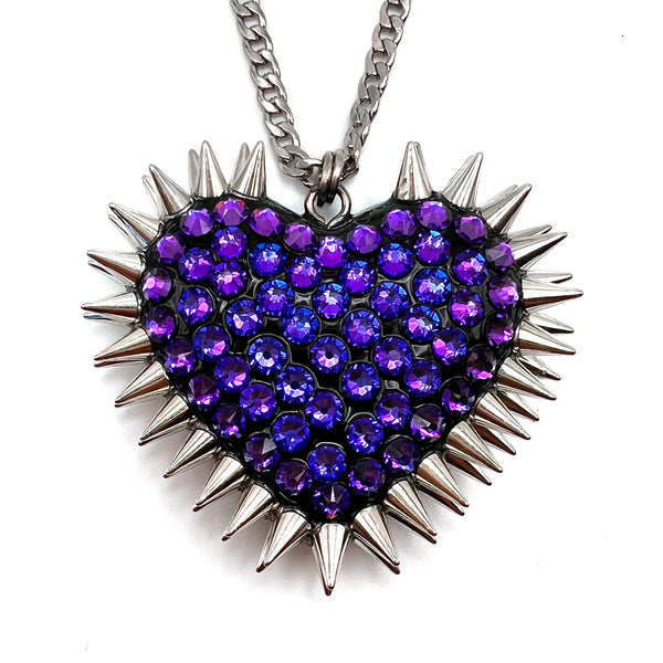Classic Spiked & Paved Heart Necklace | Heliotrope - Bunny Paige