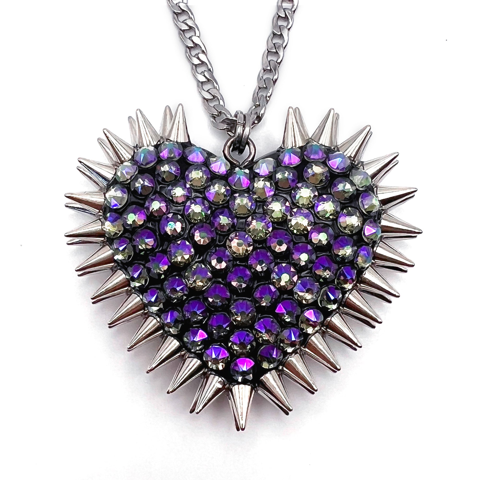 Classic Spiked & Paved Heart Necklace | Paradise