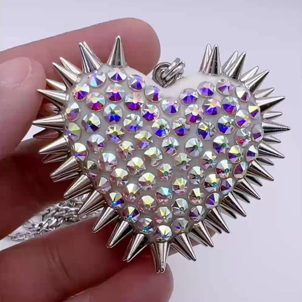 Classic Spiked & Paved Heart Necklace | Aurora - Bunny Paige
