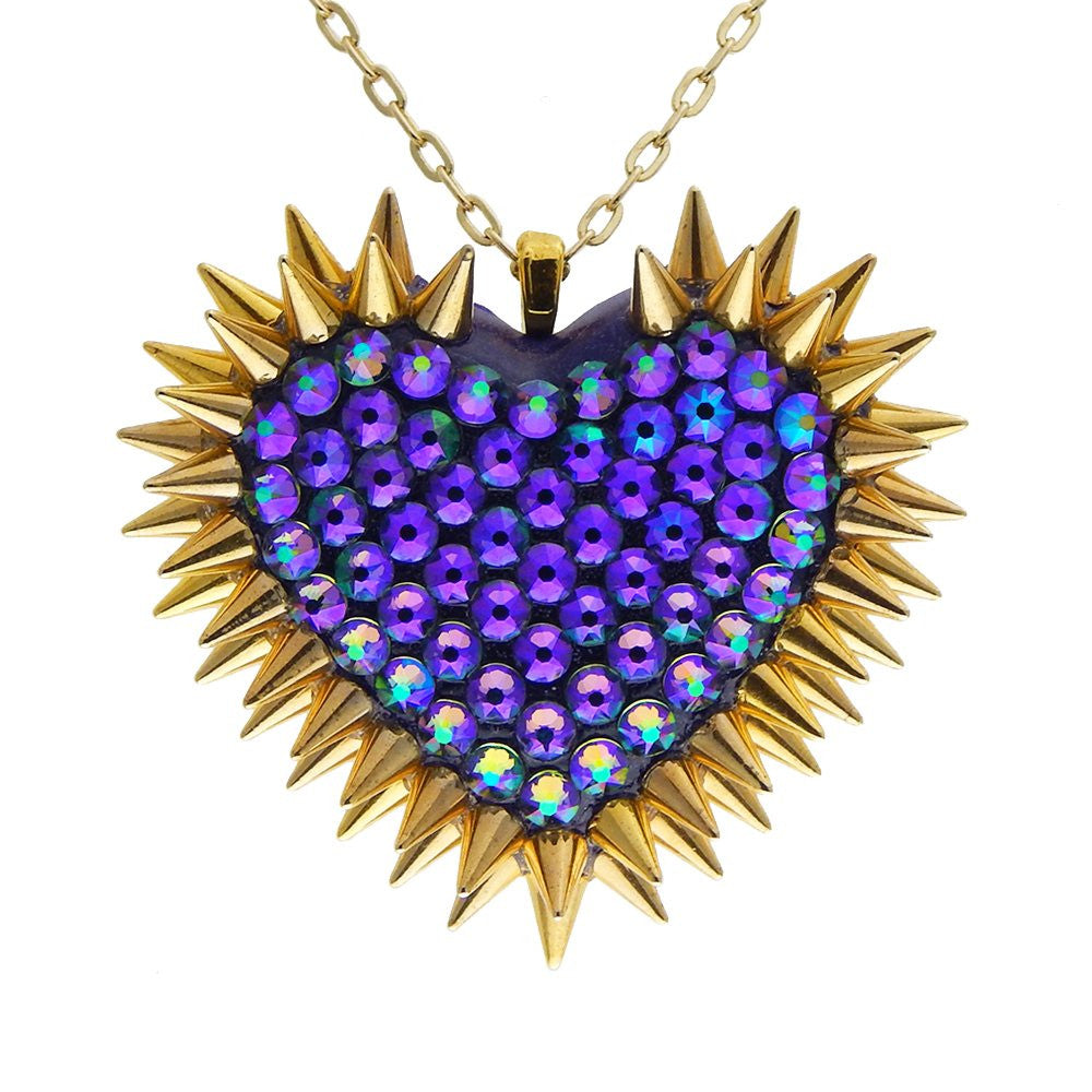 Classic Spiked & Paved Heart Necklace | Paradise