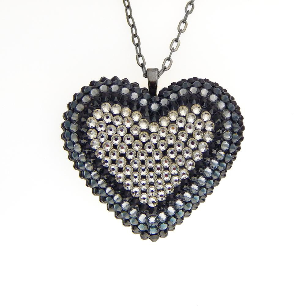 Pavéd Heart Necklace | Tuxedo