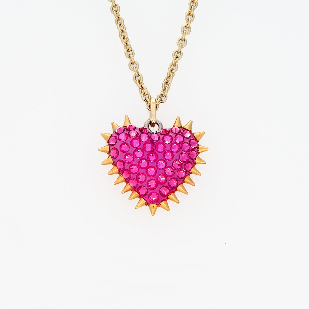 Micro Spiked & Pavéd Heart Necklace