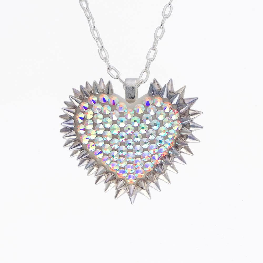 Mini Spiked & Paved Heart Necklace | Aurora
