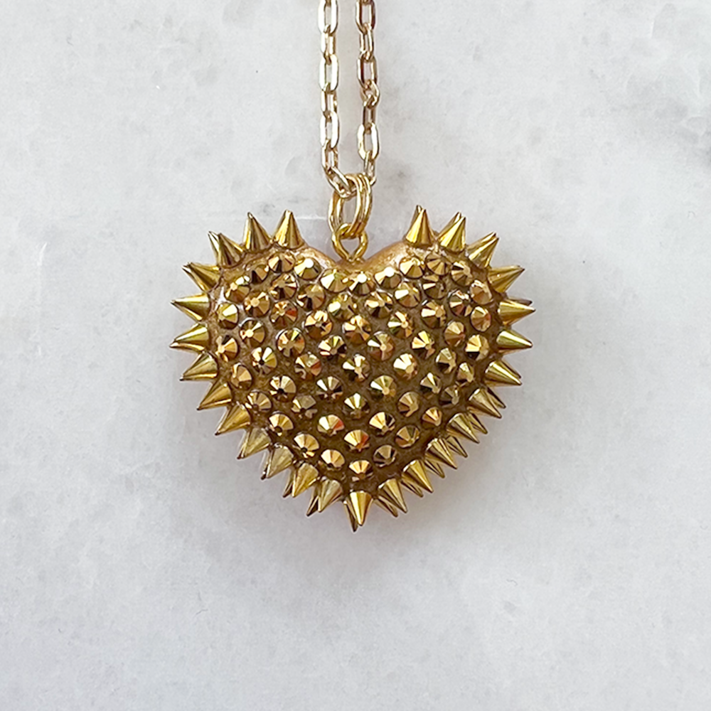 Mini Spiked & Paved Heart | Gold