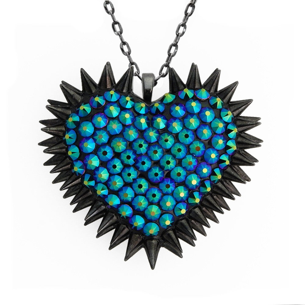 Classic Spiked & Paved Heart Necklace | Dragonfly