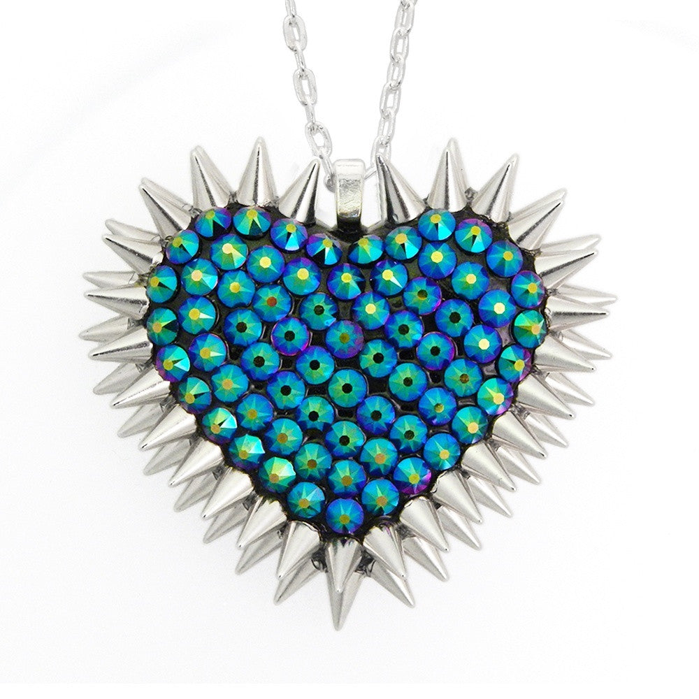 Classic Spiked & Paved Heart Necklace | Dragonfly