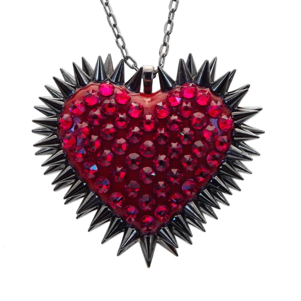 Classic Spiked & Paved Heart Necklace | Siam
