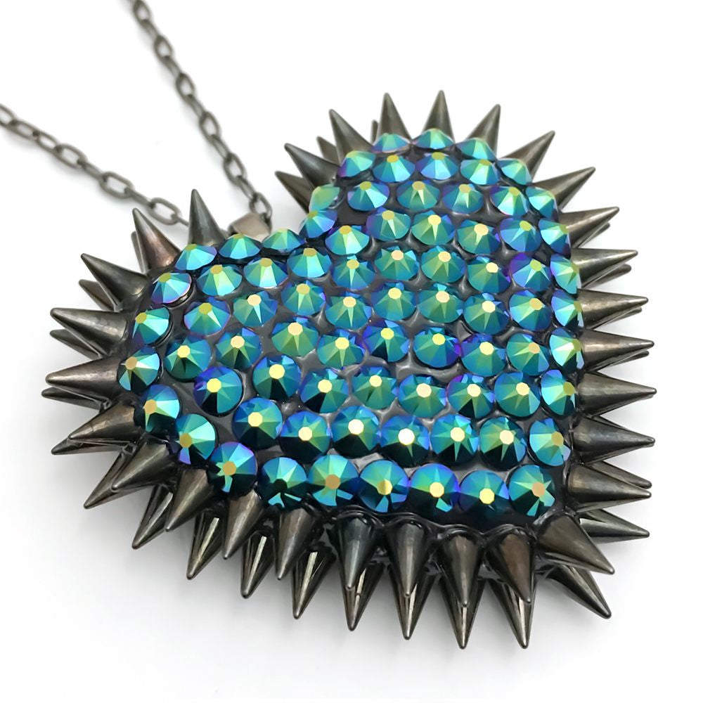 Classic Spiked & Paved Heart Necklace | Dragonfly