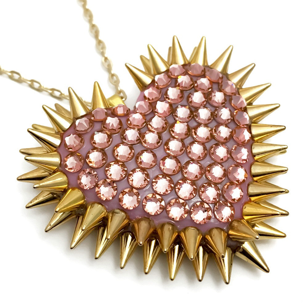 Classic Spiked & Paved Heart | Vintage Rose