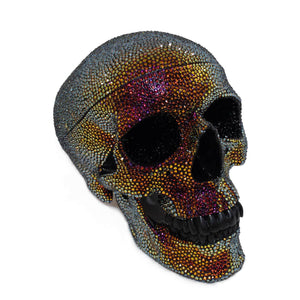Hand paved human skull with over 10000 Swarovski crystals.