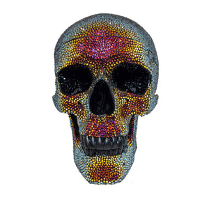 An anotomically correct human skull hand paved with over 10000 Swarovski crystals!