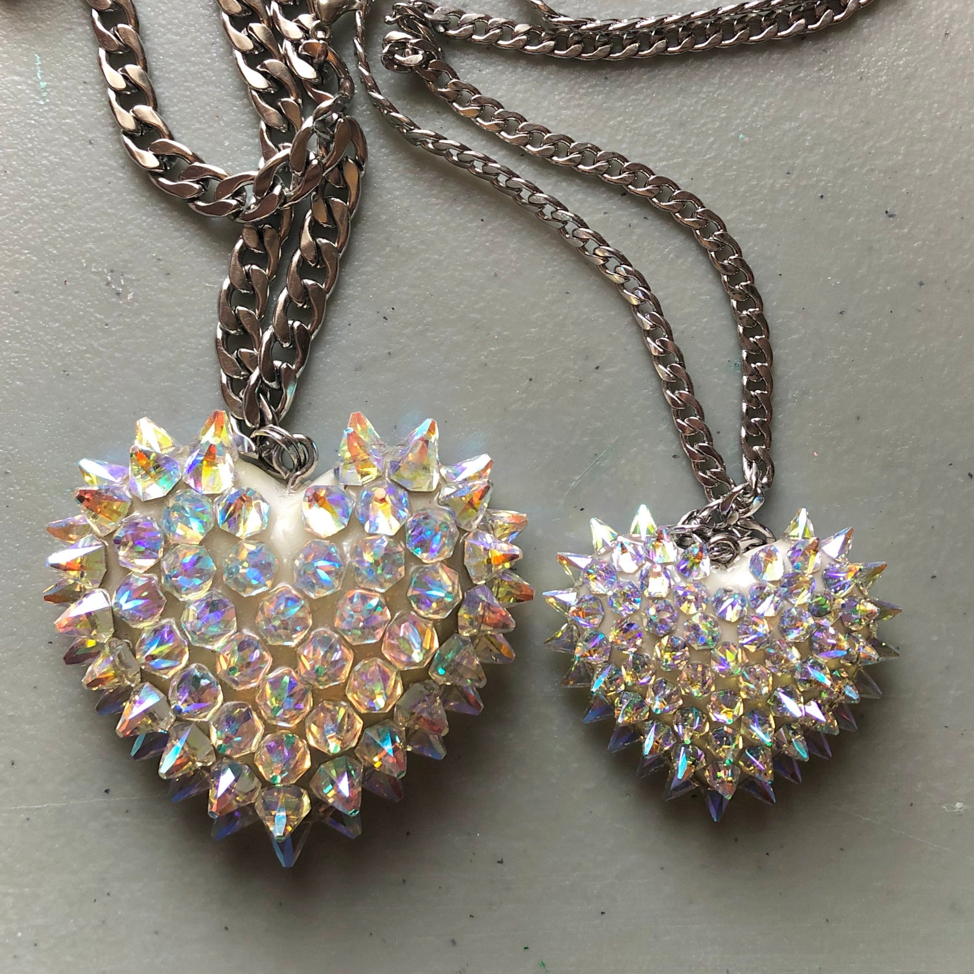 Dainty CZ Inlaid Pink Crystal Heart Necklace – ArtGalleryZen