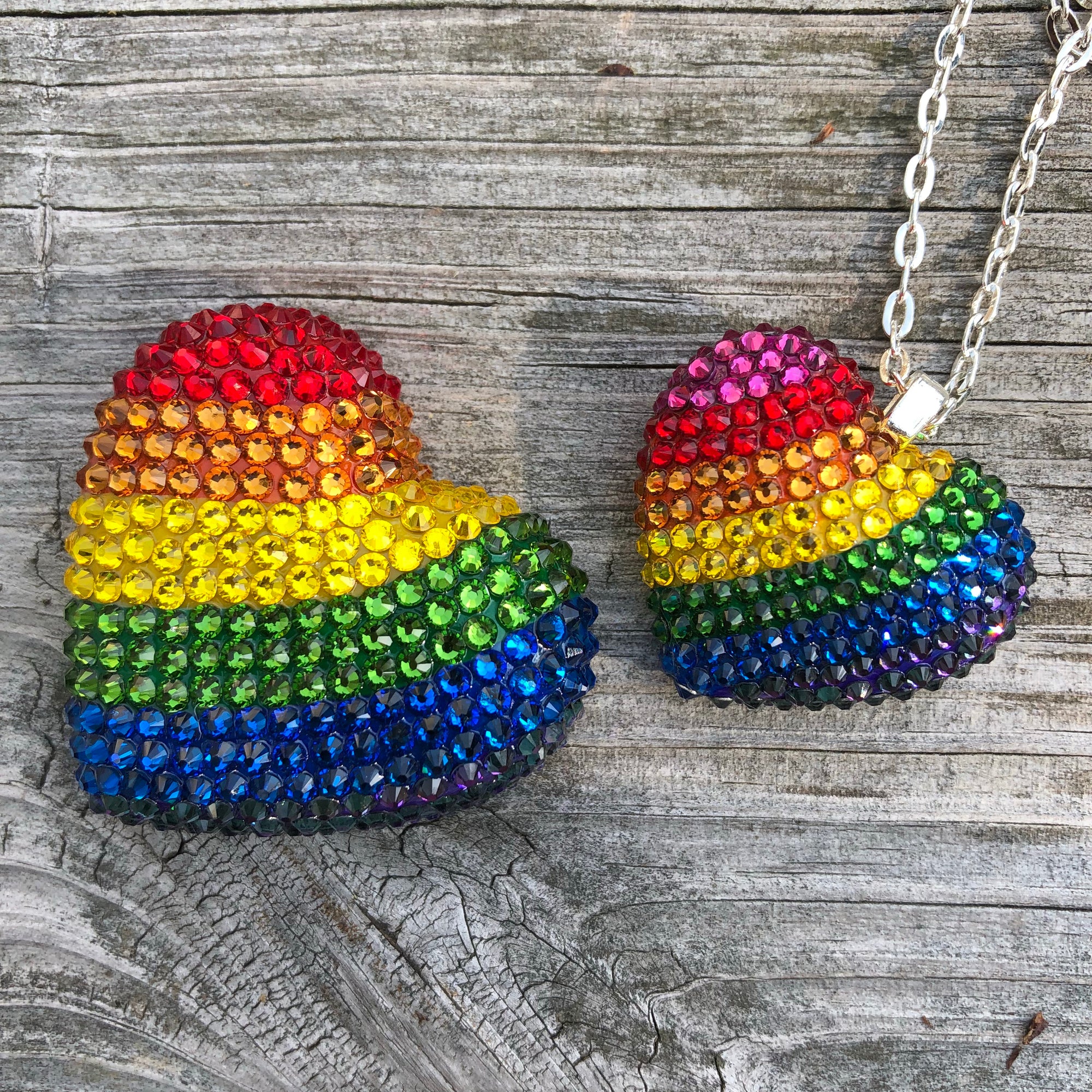 Pavéd Heart Necklace | Rainbow